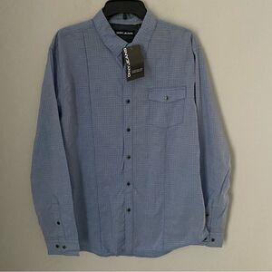 DKNY Jeans Men’s Button Front Blue Long Sleeve Shirt size XL